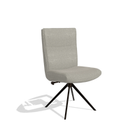 Dining Chair Monroe De Luxe 6606 in Glory 01 fabric (greige), espresso swivel base, angled view