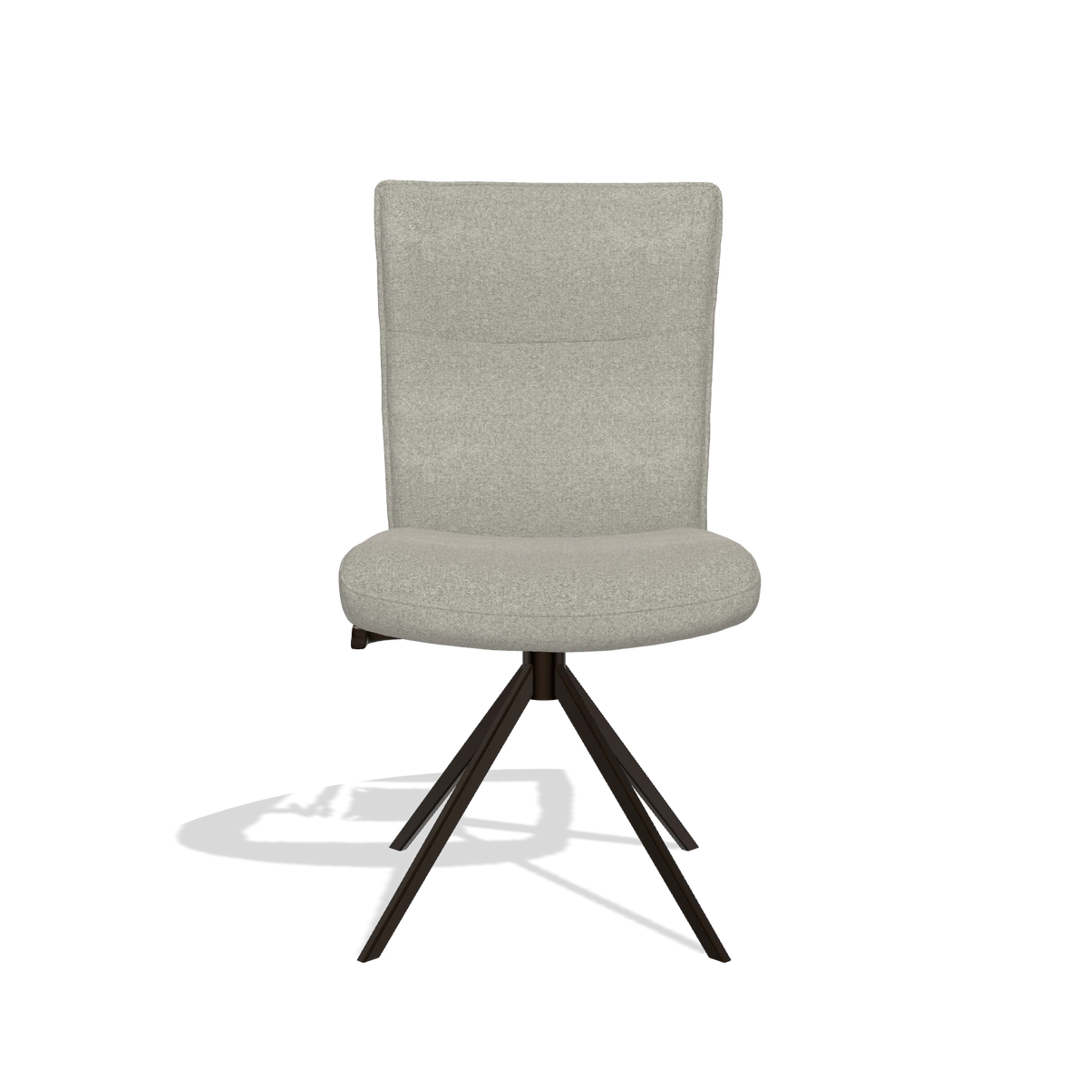 Dining Chair Monroe De Luxe 6606 in Glory 01 fabric (greige), espresso swivel base, front view