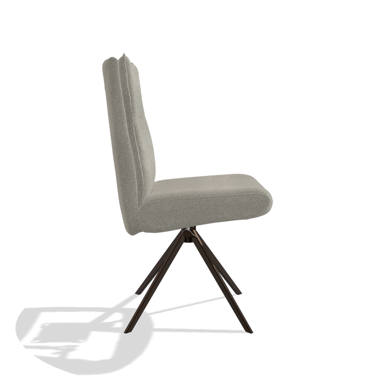 Dining Chair Monroe De Luxe 6606 in Glory 01 fabric (greige), espresso swivel base, side view