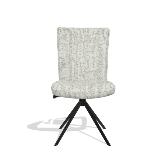 Silla de comedor Monroe De Luxe 6606 en tela Horta 186 (gris claro), base giratoria en negro, vista frontal