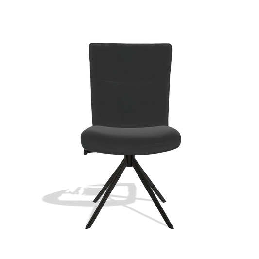 Dining Chair Monroe De Luxe 6606 in Leather A804 (black), black swivel base, front view
