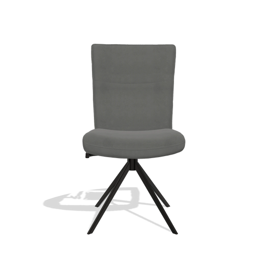 Dining Chair Monroe De Luxe 6606 in Leather B400 (dark grey), black swivel base, front view