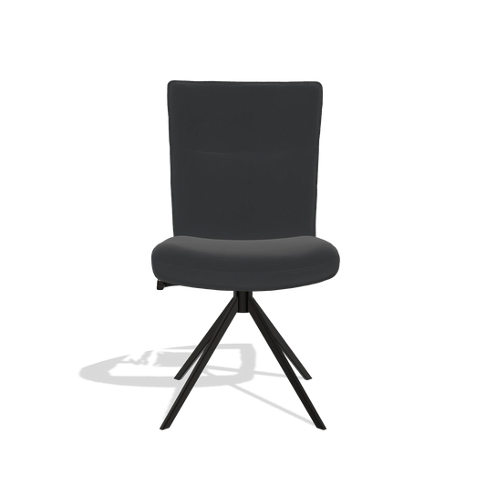 Dining Chair Monroe De Luxe 6606 in Leather B500 (black), black swivel base, front view