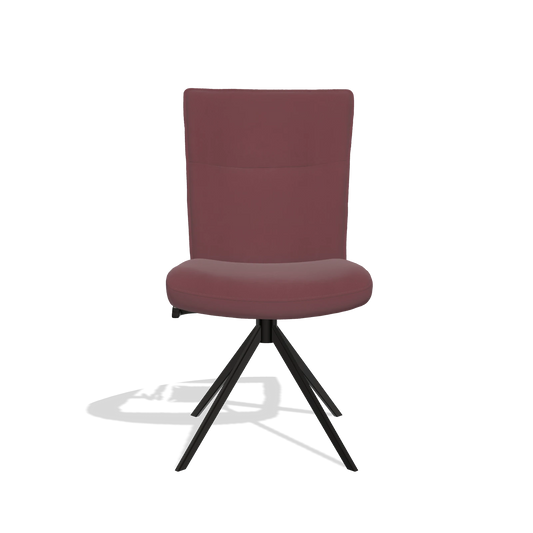 Chaise de salle à manger Monroe De Luxe 6606 en Cuir B554 (marron), pied pivotant en noir, vue de face