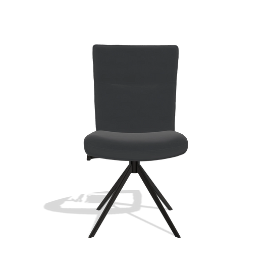 Chaise de salle à manger Monroe De Luxe 6606 en Cuir B900 (noir), pied pivotant en noir, vue de face