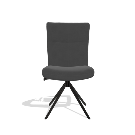 Chaise de salle à manger Monroe De Luxe 6606 en Cuir B905 (anthracite), pied pivotant en noir, vue de face