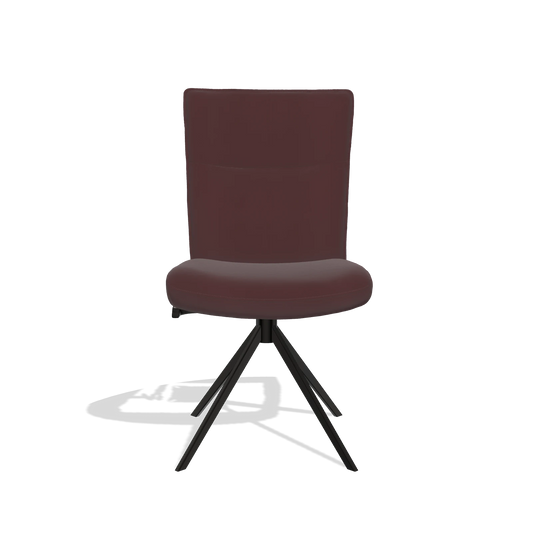 Chaise de salle à manger Monroe De Luxe 6606 en Cuir B938 (chocolat), pied pivotant en noir, vue de face