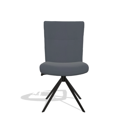 Chaise de salle à manger Monroe De Luxe 6606 en Cuir B961 (gris foncé), pied pivotant en noir, vue de face