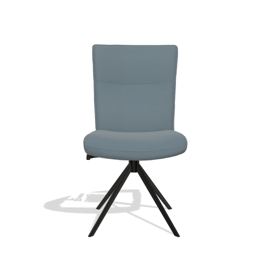 Chaise de salle à manger Monroe De Luxe 6606 en Cuir B963 (gris), pied pivotant en noir, vue de face