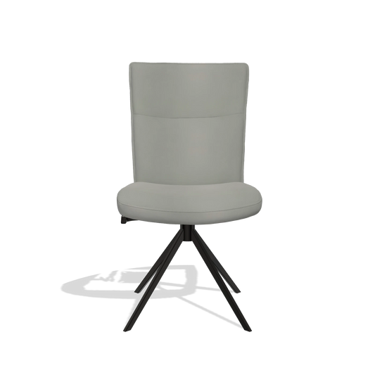 Chaise de salle à manger Monroe De Luxe 6606 en Cuir B967 (grège), pied pivotant en noir, vue de face