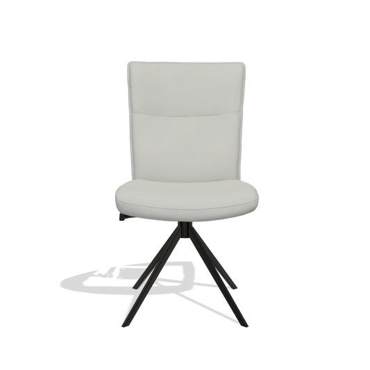 Chaise de salle à manger Monroe De Luxe 6606 en Cuir B970 (gris clair), pied pivotant en noir, vue de face