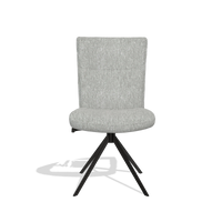 Chaise de salle à manger Monroe De Luxe 6606 en tissu Lodge 60 (grège), pied pivotant en noir, vue de face
