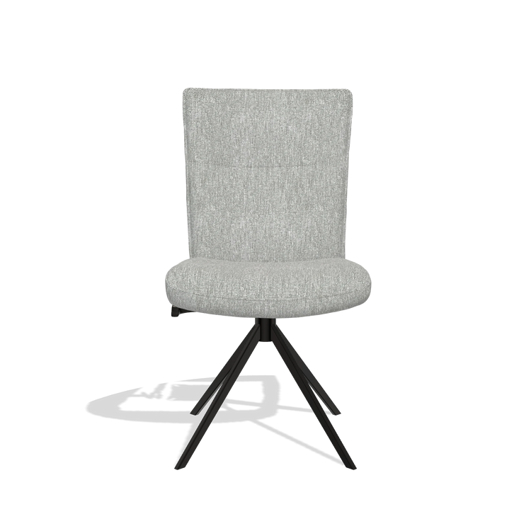 Chaise de salle à manger Monroe De Luxe 6606 en tissu Lodge 60 (grège), pied pivotant en noir, vue de face