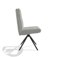 Chaise de salle à manger Monroe De Luxe 6606 en tissu Lodge 60 (grège), pied pivotant en noir, vue de profil