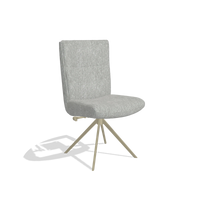 Chaise de salle à manger Monroe De Luxe 6606 en tissu Lodge 60 (grège), pied pivotant en champagne, vue de trois-quarts