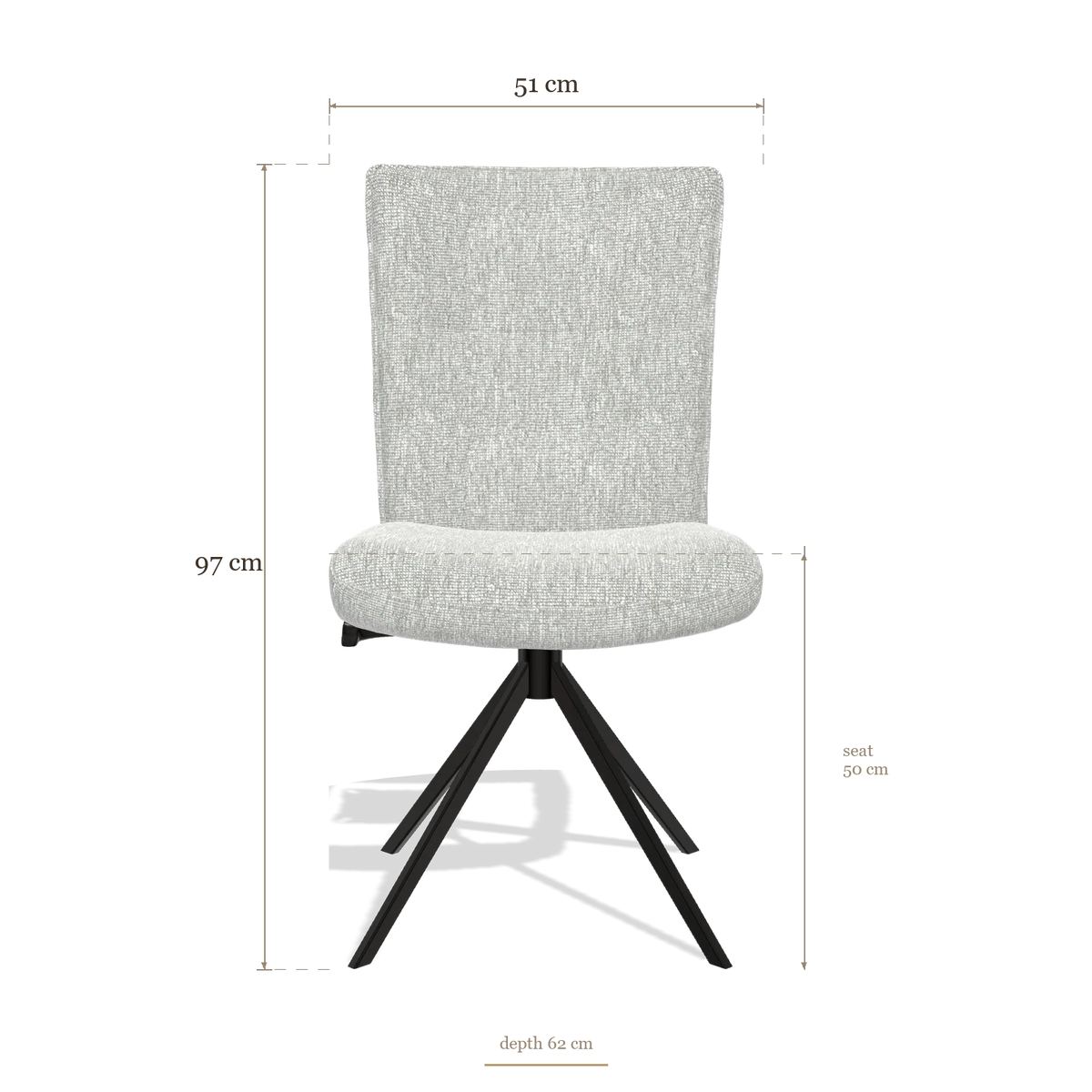 Chaise de salle à manger Monroe De Luxe 6606, dimensions 51 x 62 x 97 cm