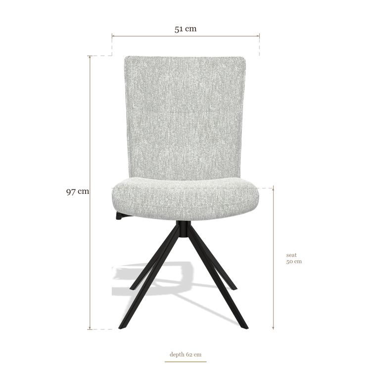 Chaise de salle à manger Monroe De Luxe 6606, dimensions 51 x 62 x 97 cm