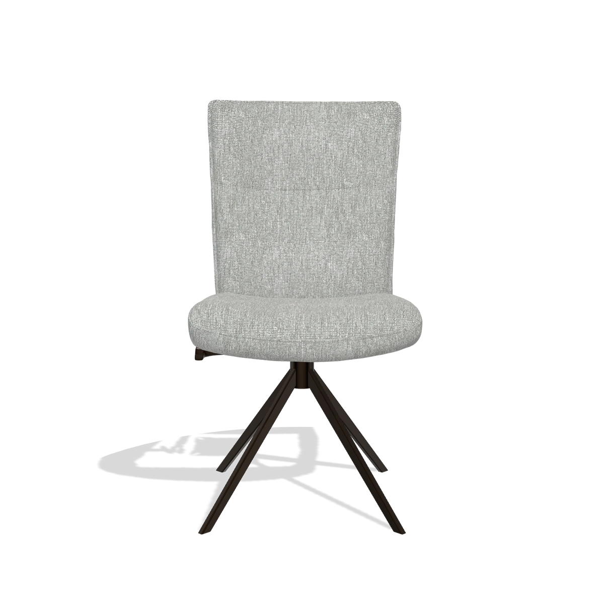 Chaise de salle à manger Monroe De Luxe 6606 en tissu Lodge 60 (grège), pied pivotant en espresso, vue de face
