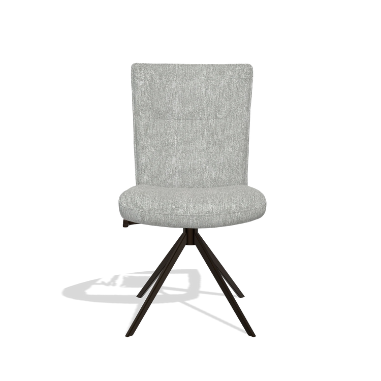 Chaise de salle à manger Monroe De Luxe 6606 en tissu Lodge 60 (grège), pied pivotant en espresso, vue de face