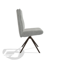 Chaise de salle à manger Monroe De Luxe 6606 en tissu Lodge 60 (grège), pied pivotant en espresso, vue de profil