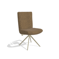 Dining Chair Monroe De Luxe 6606 in Mito 14 fabric (brown), champagne swivel base, angled view