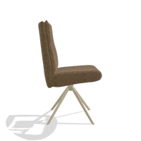 Dining Chair Monroe De Luxe 6606 in Mito 14 fabric (brown), champagne swivel base, side view