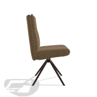 Dining Chair Monroe De Luxe 6606 in Mito 14 fabric (brown), espresso swivel base, side view