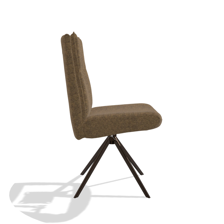 Dining Chair Monroe De Luxe 6606 in Mito 14 fabric (brown), espresso swivel base, side view