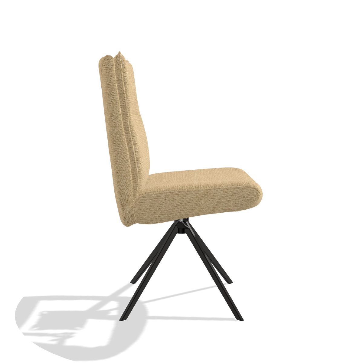 Dining Chair Monroe De Luxe 6606 in Mito 170 fabric (beige), black swivel base, side view