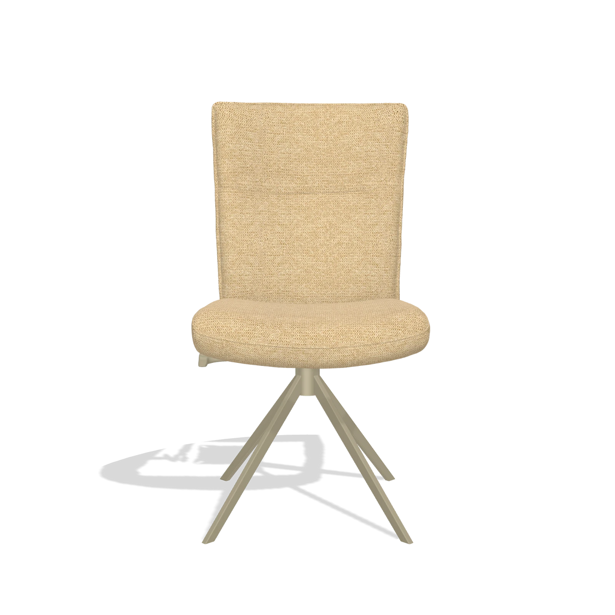Dining Chair Monroe De Luxe 6606 in Mito 170 fabric (beige), champagne swivel base, front view