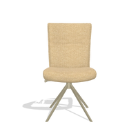 Dining Chair Monroe De Luxe 6606 in Mito 170 fabric (beige), champagne swivel base, front view