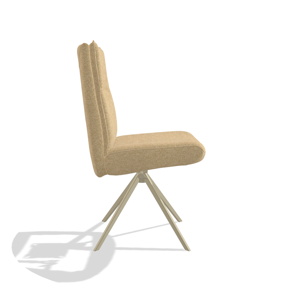Dining Chair Monroe De Luxe 6606 in Mito 170 fabric (beige), champagne swivel base, side view
