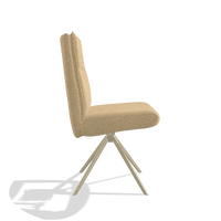 Dining Chair Monroe De Luxe 6606 in Mito 170 fabric (beige), champagne swivel base, side view