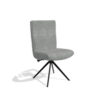 Dining Chair Monroe De Luxe 6606 in Mito 97 fabric (taupe), black swivel base, angled view