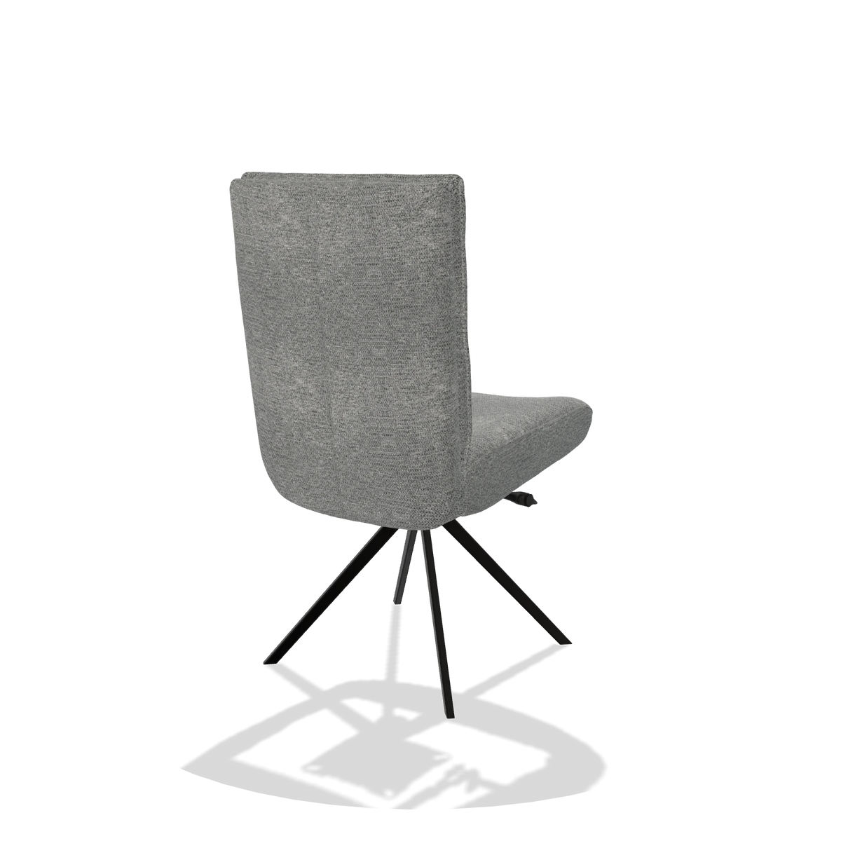 Dining Chair Monroe De Luxe 6606 in Mito 97 fabric (taupe), black swivel base, back angled view