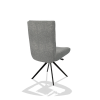 Dining Chair Monroe De Luxe 6606 in Mito 97 fabric (taupe), black swivel base, back angled view