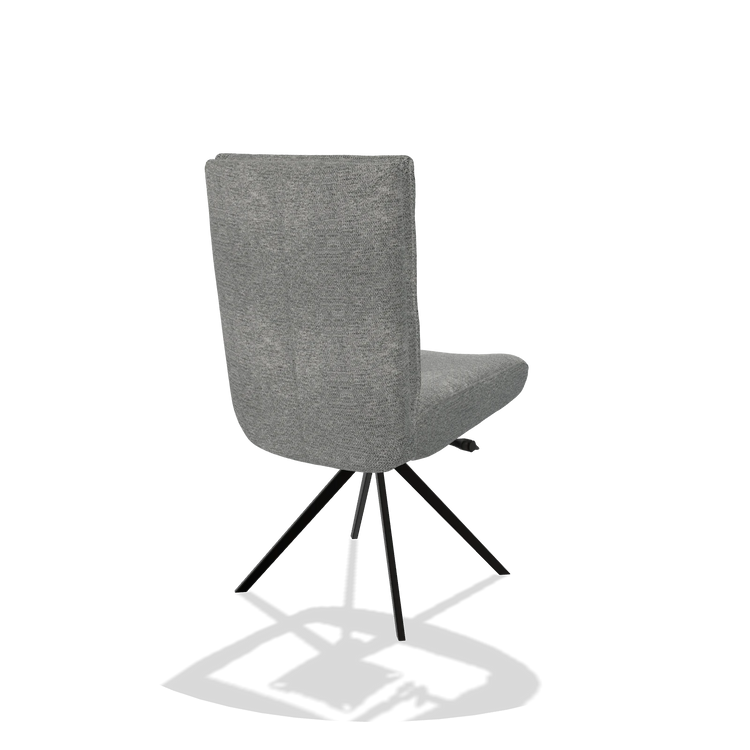 Dining Chair Monroe De Luxe 6606 in Mito 97 fabric (taupe), black swivel base, back angled view