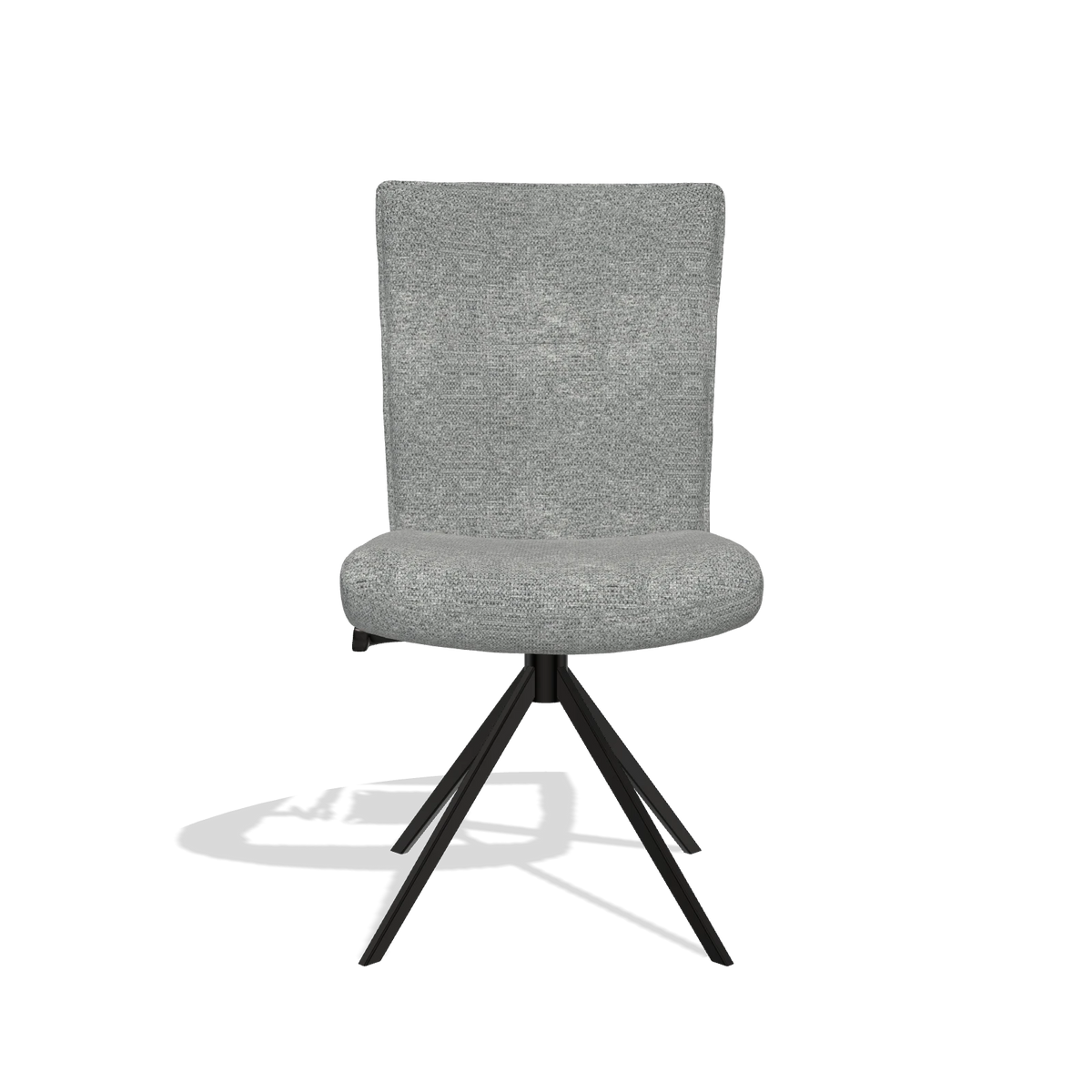 Dining Chair Monroe De Luxe 6606 in Mito 97 fabric (taupe), black swivel base, front view