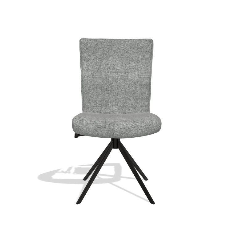 Dining Chair Monroe De Luxe 6606 in Mito 97 fabric (taupe), black swivel base, front view