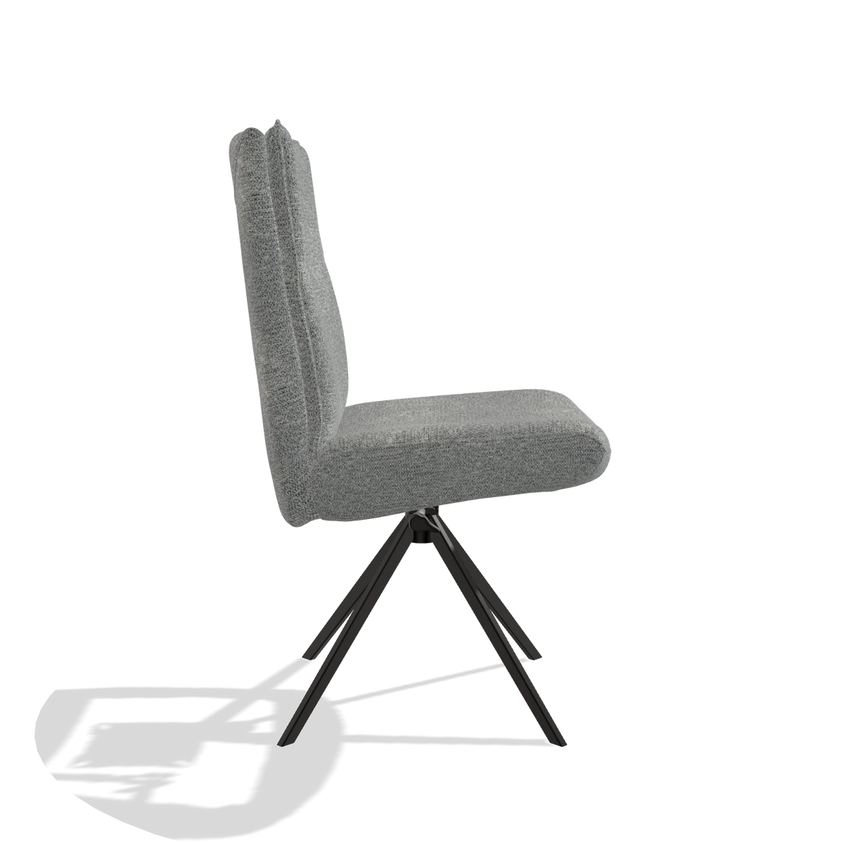 Dining Chair Monroe De Luxe 6606 in Mito 97 fabric (taupe), black swivel base, side view