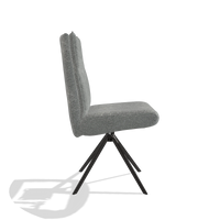 Dining Chair Monroe De Luxe 6606 in Mito 97 fabric (taupe), black swivel base, side view