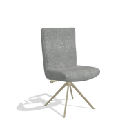 Dining Chair Monroe De Luxe 6606 in Mito 97 fabric (taupe), champagne swivel base, angled view