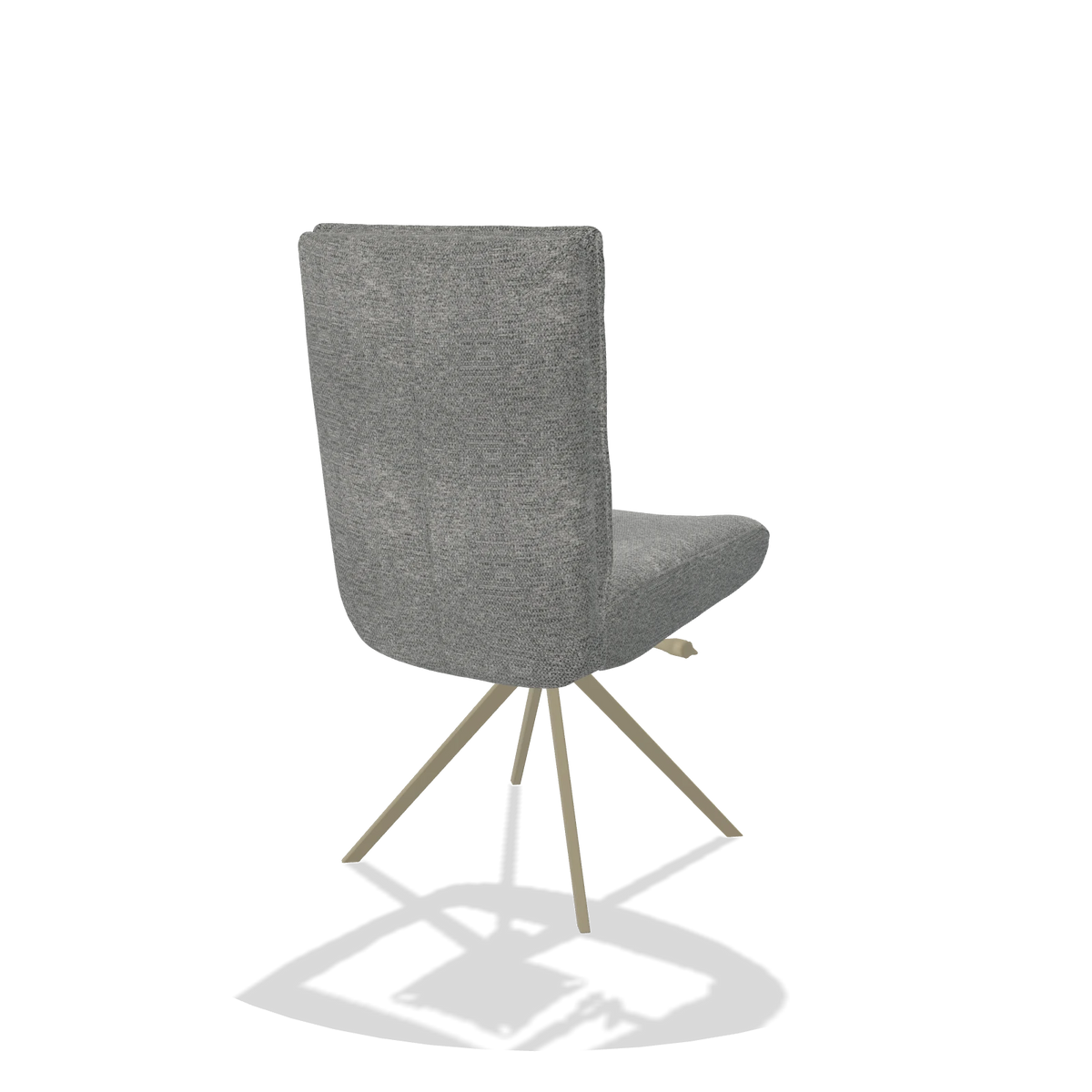 Dining Chair Monroe De Luxe 6606 in Mito 97 fabric (taupe), champagne swivel base, back angled view
