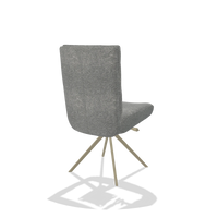 Dining Chair Monroe De Luxe 6606 in Mito 97 fabric (taupe), champagne swivel base, back angled view