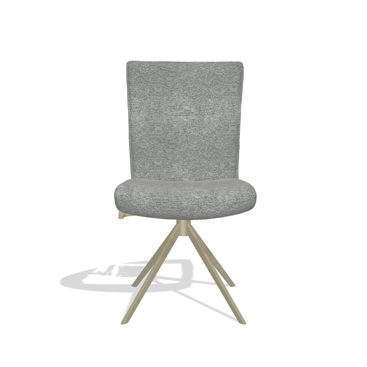 Dining Chair Monroe De Luxe 6606 in Mito 97 fabric (taupe), champagne swivel base, front view