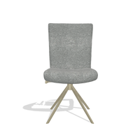 Dining Chair Monroe De Luxe 6606 in Mito 97 fabric (taupe), champagne swivel base, front view