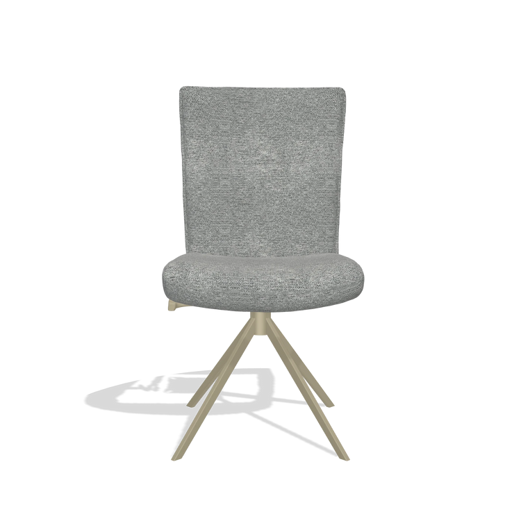Dining Chair Monroe De Luxe 6606 in Mito 97 fabric (taupe), champagne swivel base, front view