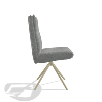 Dining Chair Monroe De Luxe 6606 in Mito 97 fabric (taupe), champagne swivel base, side view