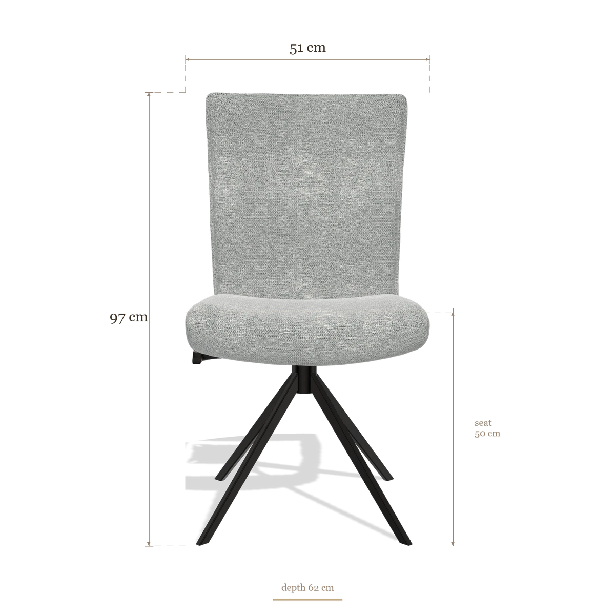 Dining Chair Monroe De Luxe 6606, dimensions 51 x 62 x 97 cm