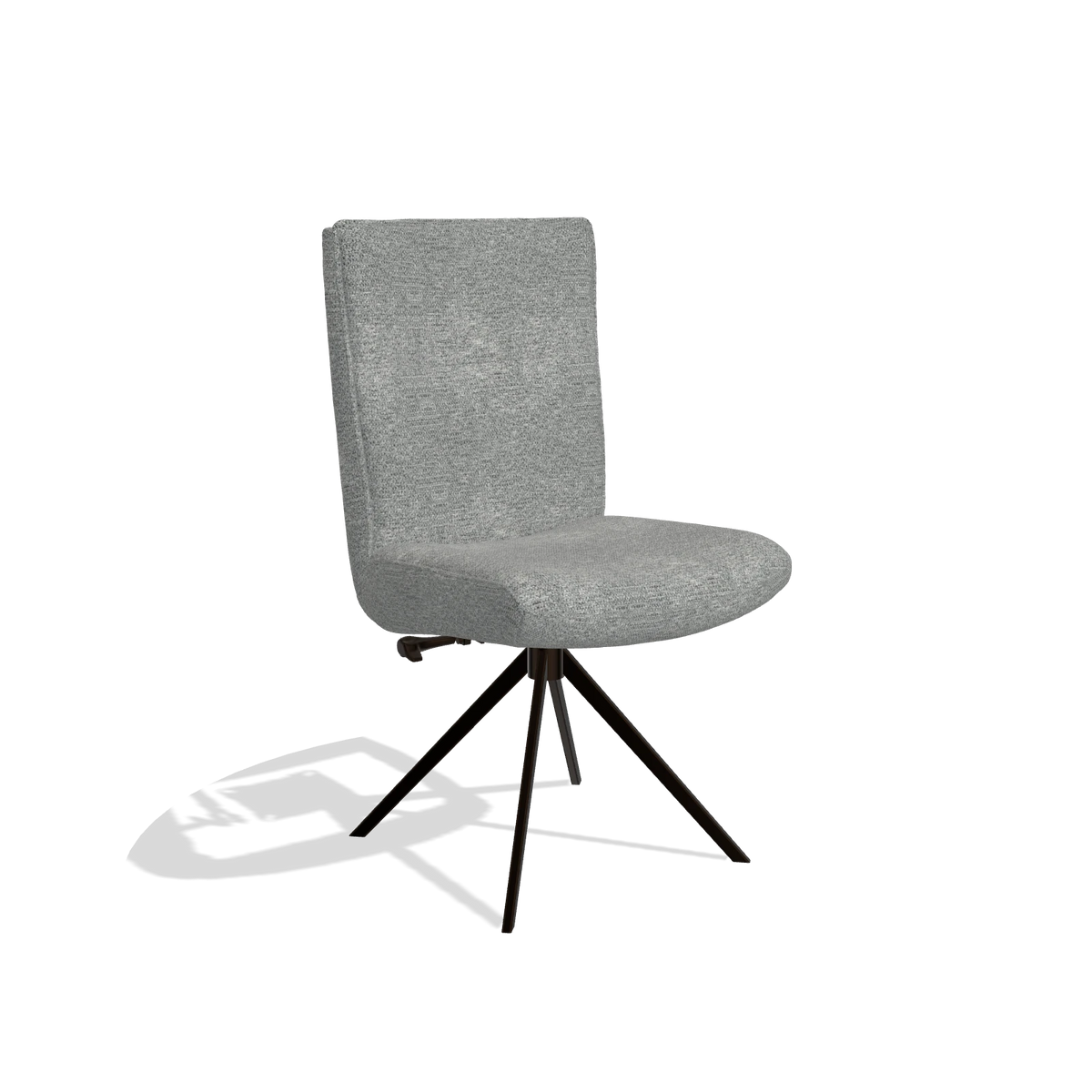 Dining Chair Monroe De Luxe 6606 in Mito 97 fabric (taupe), espresso swivel base, angled view